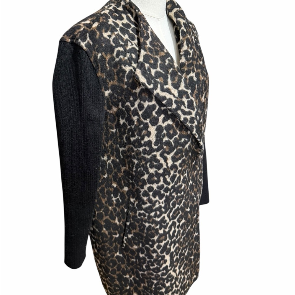 Kenneth Cole New York Cheetah Print Sweater Sleeve Coat Sz Lrg - Picture 3 of 11